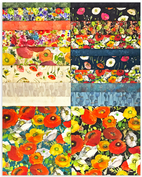 Clothworks Pre-Cut 42 Piece 10" Layer Cake Squares - Poppy Dreams