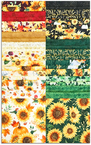 Matt's Pre-Cut 40 Piece 10" Squares Layer Cake - Hoffman Metallic - Fall Blooms