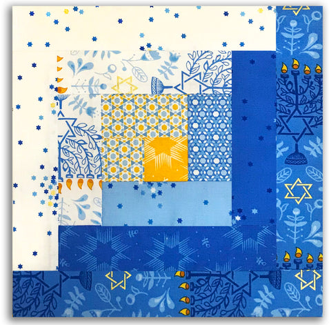 Andover vorgeschnittenes 12-Block-Bettdeckenset für Blockhütten – Festival of Lights – Hellblau