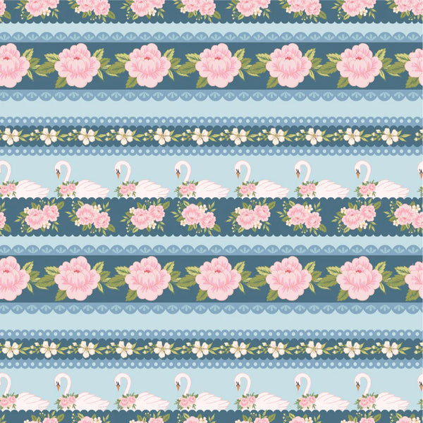 Poppie Cotton Stolen Moments SM25323 Lace & Roses Bleu By The Yard