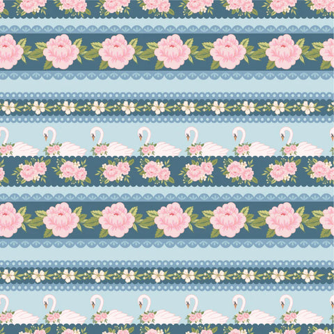 Poppie Cotton Stolen Moments SM25323 Lace & Roses Bleu By The Yard