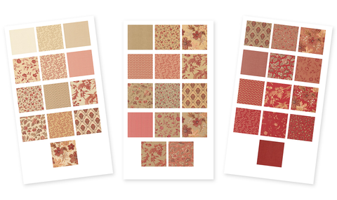 Moda Pre-Cut 42 Piece 10" Square Layer Cake - Le Jardin Rouge