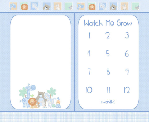 Henry Glass & Co. Little Peepers 9722P 11 White/Blue Milestone Blanket 36" Flannel PANEL By The PANEL (Not Strictly By The Yard)