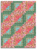Riley Blake Pre-Cut 12-Block Log Cabin Quilt Kit - Zinnias - Aqua