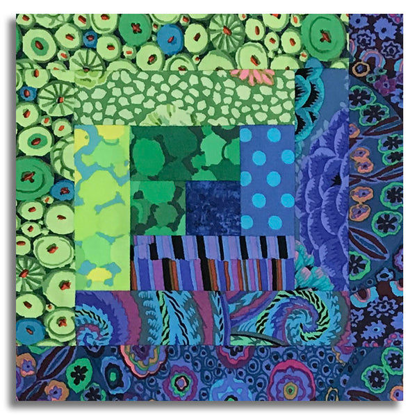 Free Spirit Kaffe Fassett Pre-cut 12 Block Log Cabin Quilt Kit - Peacock 2