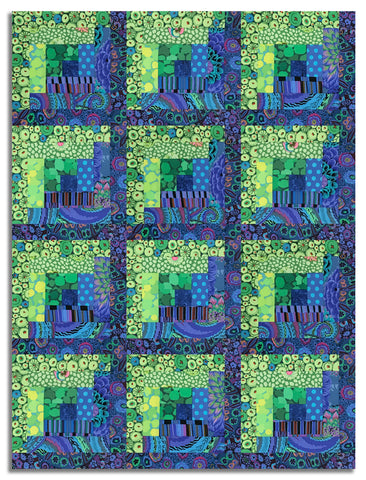 Free Spirit Kaffe Fassett Pre-cut 12 Block Log Cabin Quilt Kit - Peacock 2