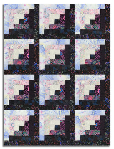 Free Spirit Kaffe Fassett Pre-cut 12 Block Log Cabin Quilt Kit - Black Ink