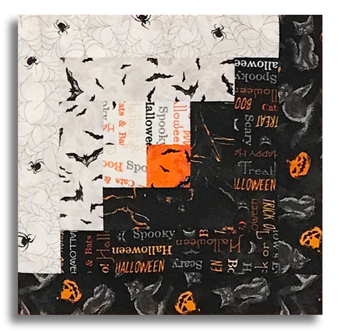 Windham Pre-Cut 12 Block Log Cabin Quilt Kit - Hallow's Eve - Black