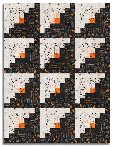 Windham Pre-Cut 12 Block Log Cabin Quilt Kit - Hallow's Eve - Black