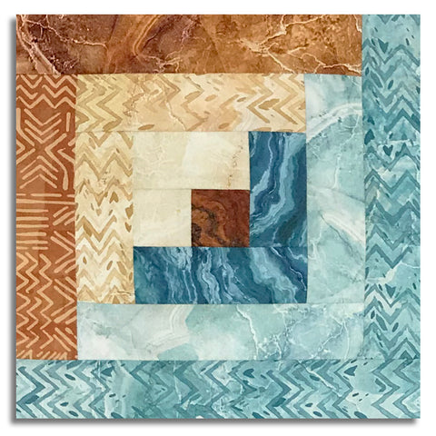 Matt's Northcott Pre-Cut 12 Block Log Cabin Quilt Kit - Stonehenge Canyon - Blue