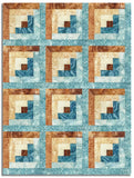 Matt's Northcott Pre-Cut 12 Block Log Cabin Quilt Kit - Stonehenge Canyon - Blue