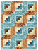Matt's Northcott Pre-Cut 12 Block Log Cabin Quilt Kit - Stonehenge Canyon - Blue