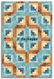 Matt's Northcott Pre-Cut 12 Block Log Cabin Quilt Kit - Stonehenge Canyon - Blue