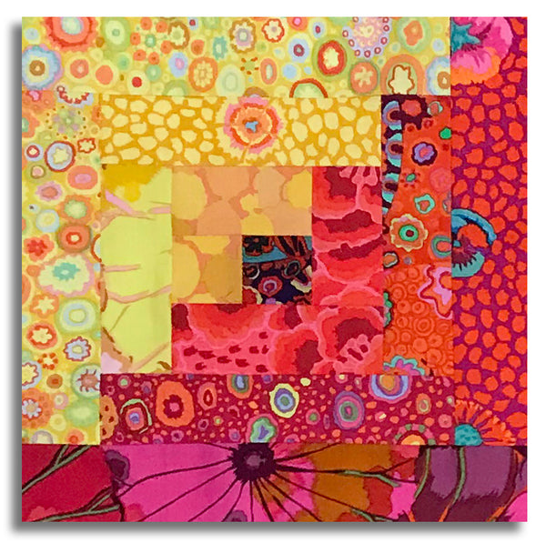 Free Spirit Kaffe Fassett Pre-cut 12 Block Log Cabin Quilt Kit - Bougainvillea