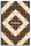 Windham Pre-Cut 12 Block Log Cabin Quilt Kit - Gleaned - Brun
