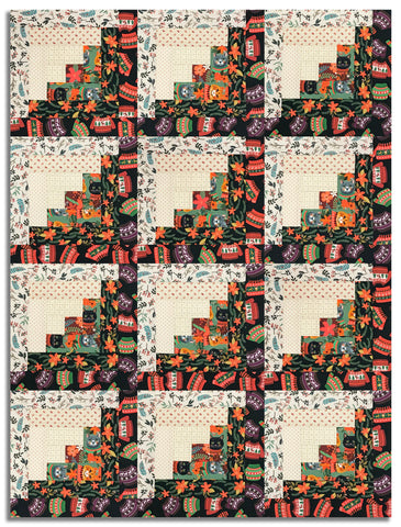 Matt's Free Spirit Pre-cut 12 Block Log Cabin Quilt Kit - Christmas Pets - Cats