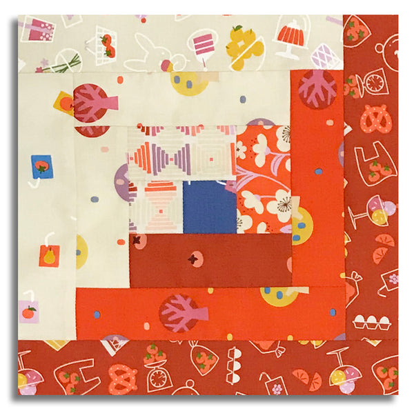 Moda Pre-cut 12 Block Log Cabin Quilt Kit - Persimmon - Cayenne