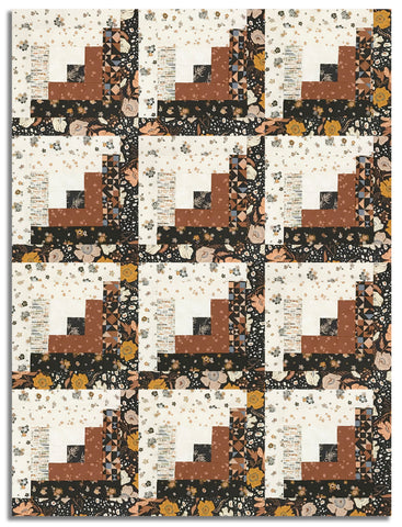 Matt's Moda Pre-cut 12 Block Log Cabin Quilt Kit - Wellspring - Charcoal