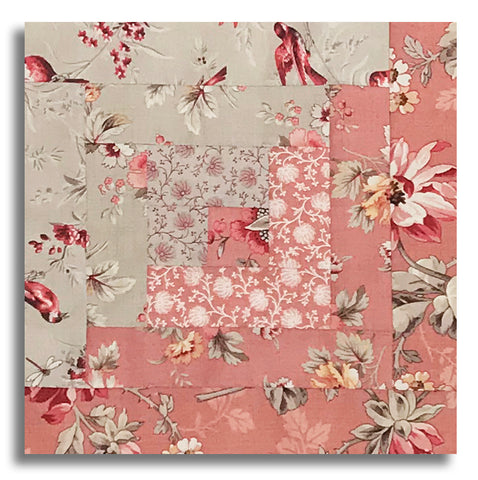 Moda French General Pre-cut 12 Block Log Cabin Quilt Kit - Joie De Vivre - Clay