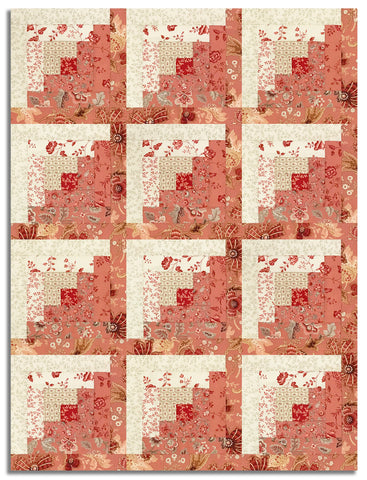 Matt's Moda Pre-cut 12 Block Log Cabin Quilt Kit - Le Jardin Rouge - Clay