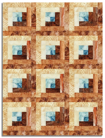 Matt's Northcott Pre-Cut 12 Block Log Cabin Quilt Kit - Stonehenge Canyon - Clay