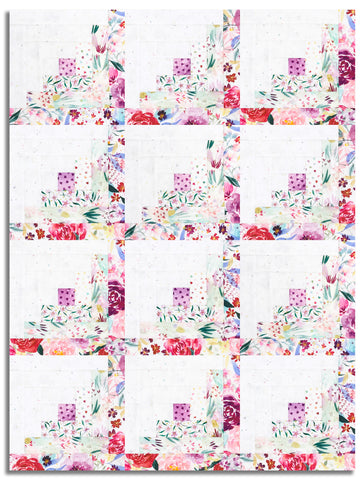 Matt's Moda Pre-cut 12 Block Log Cabin Quilt Kit - Fleur The Love - Cloud