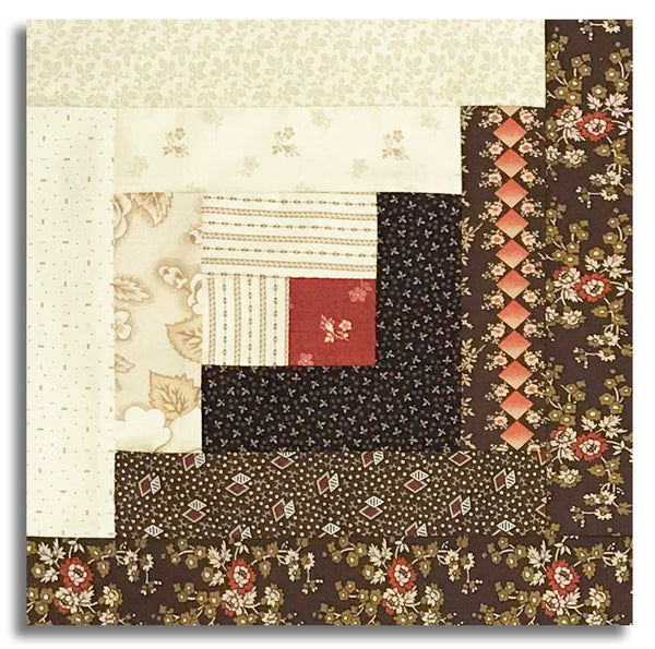Moda Pre-cut 12 Block Log Cabin Quilt Kit - Miss Mollie - Dark Chocolate
