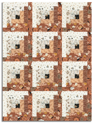 Matt's Moda Pre-cut 12 Block Log Cabin Quilt Kit - Wellspring - Dark Clay