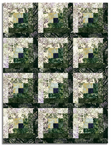 Matt's Hoffman Bali Batiks Pre-Cut 12 Block Log Cabin Quilt Kit - Meadow Lane - Dark