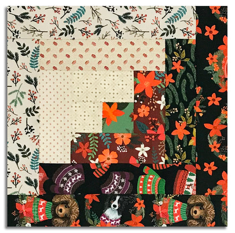 Matt's Free Spirit Pre-cut 12 Block Log Cabin Quilt Kit - Christmas Pets - Dogs