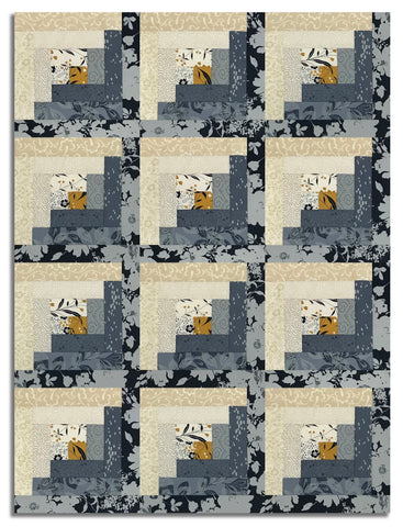 Moda Pre-cut 12 Block Log Cabin Quilt Kit - Arabesque - Dusk