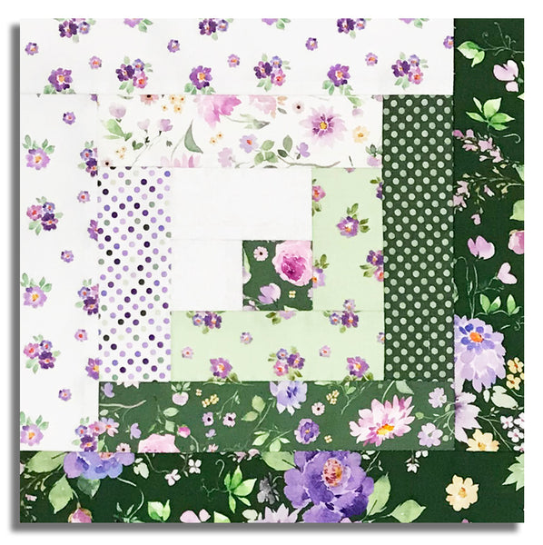 Matt's Clothworks Pre-Cut 12 Block Log Cabin Quilt Kit - Chateau En Fleur - Forest