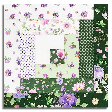 Matt's Clothworks Pre-Cut 12 Block Log Cabin Quilt Kit - Chateau En Fleur - Forest