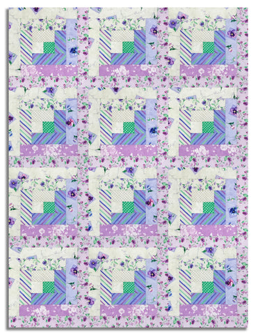 Matt's Wilmington Pre-Cut 12 Block Log Cabin Quilt Kit - Pansy Fields - Fuchsia