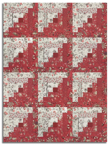 Moda French General Pre-cut 12 Block Log Cabin Quilt Kit - Fleur De Paris - Garance