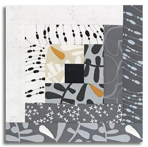 Moda Pre-cut 12 Block Log Cabin Quilt Kit - Mira - Graphite