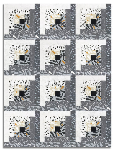 Moda Pre-cut 12 Block Log Cabin Quilt Kit - Mira - Graphite