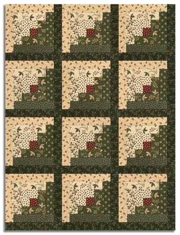Moda Kansas Troubles Quilters Pre-cut 12 Block Log Cabin Quilt Kit - Flannel Season - Grass