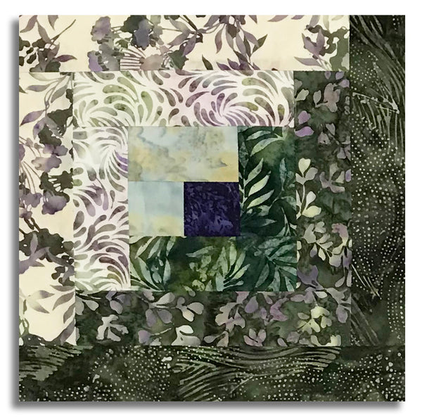 Matt's Hoffman Bali Batiks Pre-Cut 12 Block Log Cabin Quilt Kit - Meadow Lane - Green