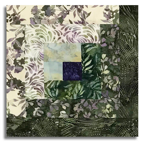 Matt's Hoffman Bali Batiks Pre-Cut 12 Block Log Cabin Quilt Kit - Meadow Lane - Green