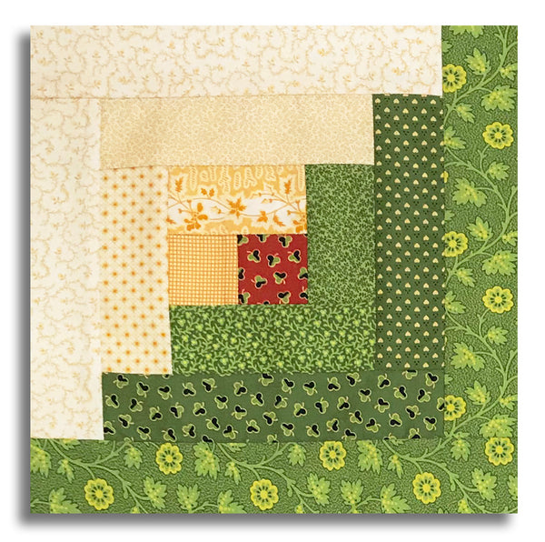 Moda Pre-cut 12 Block Log Cabin Quilt Kit - Sally's Stitches - Green