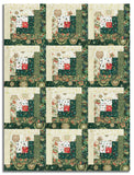 Andover/Makower Pre-Cut 12 Block Log Cabin Quilt Kit - Good Tidings - Green