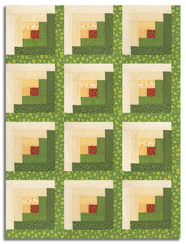 Moda Pre-cut 12 Block Log Cabin Quilt Kit - Sally's Stitches - Green