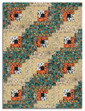 Clothworks Pre-Cut 12 Block Log Cabin Quilt Kit - Emerald Hollow - Green