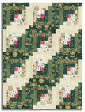 Andover/Makower Pre-Cut 12 Block Log Cabin Quilt Kit - Good Tidings - Green