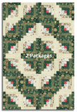 Andover/Makower Pre-Cut 12 Block Log Cabin Quilt Kit - Good Tidings - Green