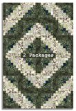 Matt's Hoffman Bali Batiks Pre-Cut 12 Block Log Cabin Quilt Kit - Meadow Lane - Green