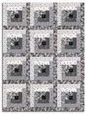 Riley Blake Pre-Cut 12-Block Log Cabin Quilt Kit - Ink & Ivory - Charcoal