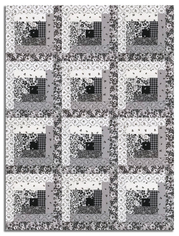 Riley Blake Pre-Cut 12-Block Log Cabin Quilt Kit - Ink & Ivory - Charcoal