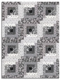 Riley Blake Pre-Cut 12-Block Log Cabin Quilt Kit - Ink & Ivory - Charcoal